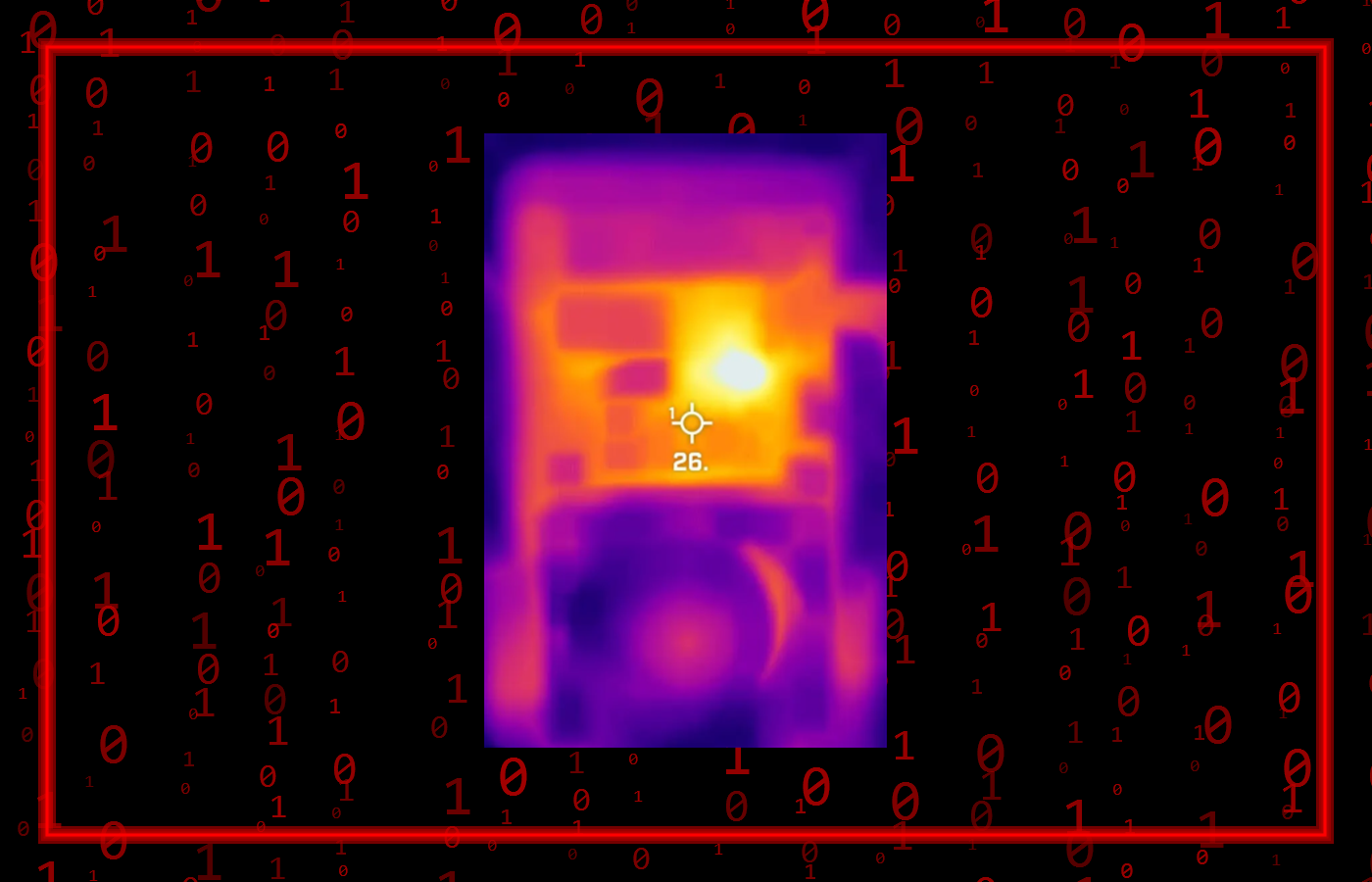 Thermal camera view showing Bitaxe hotspot heat